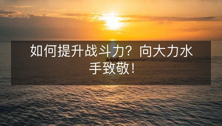 如何提升战斗力?向大力水手致敬! 如何提升战斗力?向大力水手致敬!